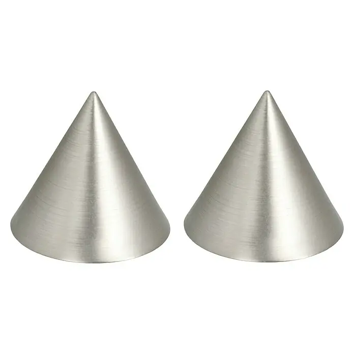Expo Ambiente Endstück Cone - Edelstahloptik, 16 mm - Zwei metallische Kegel, ideal als moderne Dekoration oder für industrielle Anwendungen, minimalistisch und robust.