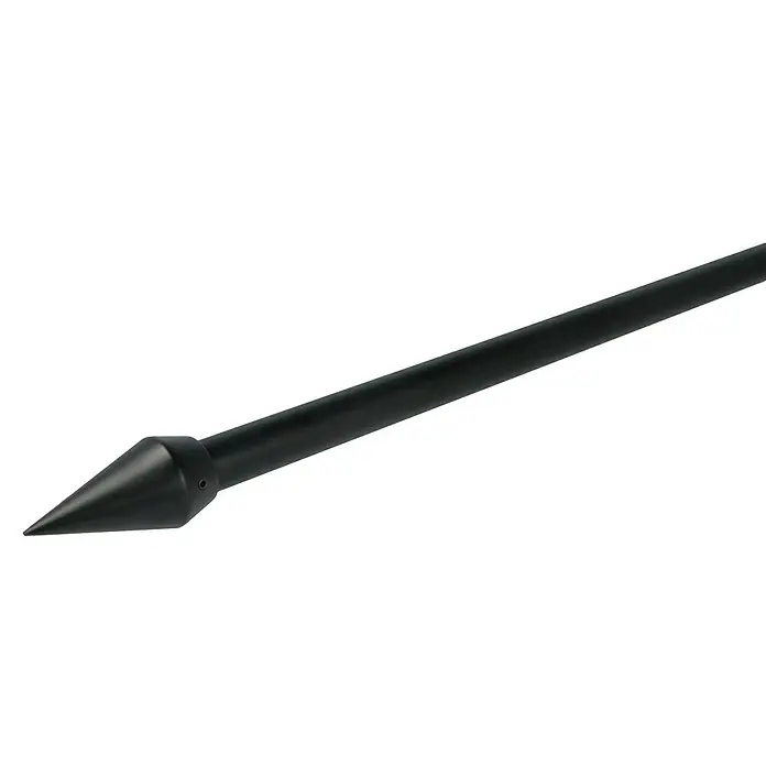 Expo Ambiente Endstück Point - Schwarz, Geeignet für: Gardinenstangen Ø 20 mm, 2 Stk. - Schwarze Lanze: Nahaufnahme einer glänzend schwarzen Lanze mit scharfer Spitze, ideal für LARP oder Dekoration.