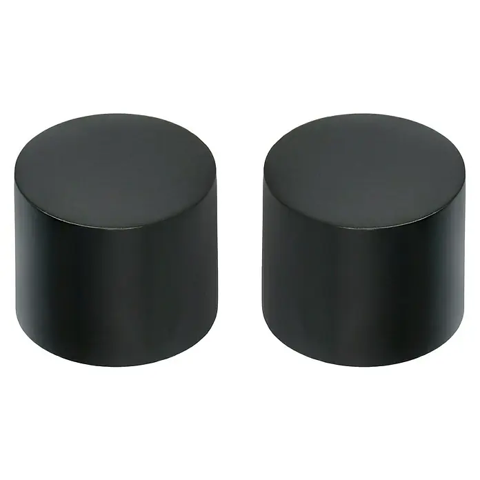 Expo Ambiente Endstück Cap - Schwarz, Geeignet für: Gardinenstangen Ø 20 mm, 2 Stk. - Zwei elegante, schwarze Knöpfe, ideal für Möbel oder Schubladen, bieten eine stilvolle und minimalistische Ergänzung für jedes Interieur.