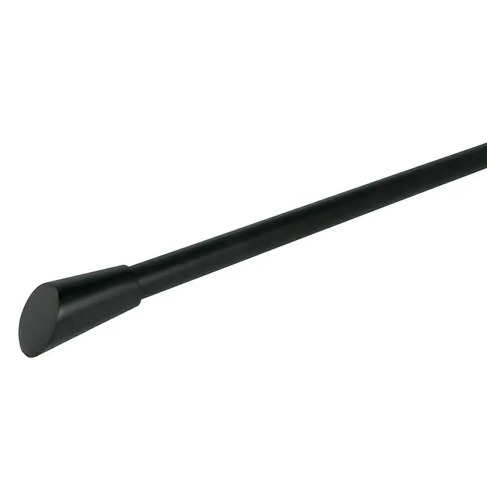Expo Ambiente Endstück Rag - Schwarz, Geeignet für: Gardinenstangen Ø 20 mm, 2 Stk. - Aufnahme des Details eines schlanken, schwarzen Schlagstocks mit glatter Oberfläche, ideal für Selbstverteidigung und Sicherheit.