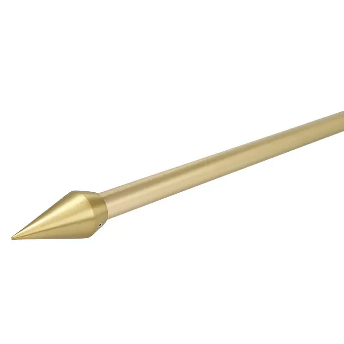 Expo Ambiente Endstück Point - Messingoptik matt, Geeignet für: Gardinenstangen Ø 20 mm, 2 Stk. - Nahaufnahme eines goldenen Speers mit konischer Spitze, ideal für historische Sammler oder dekorative Zwecke.