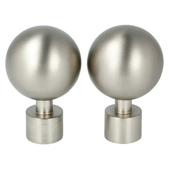 Expo Ambiente Endstück Ball-Classic - Edelstahloptik, 16 mm - Elegante Vorhangstangen-Endstücke mit Kugelkopf-Design aus gebürstetem Nickel für ein modernes und stilvolles Ambiente.