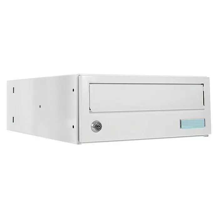 Rottner Wandbriefkasten ELM MZ - L x B x H: 39 x 30,5 x 12,5 cm, Weiß, Stahl - Weißer Metallbriefkasten mit Einwurfschlitz, Schloss und Namensschildfenster.