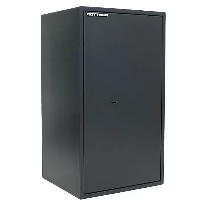 Rottner Möbeltresor Power Safe - Doppelbartschloss, L x B x H: 40 x 44,5 x 80 cm, Anthrazit - Anthrazitfarbener Rottner Sicherheitsschrank mit Schlüsselloch zur sicheren Aufbewahrung.