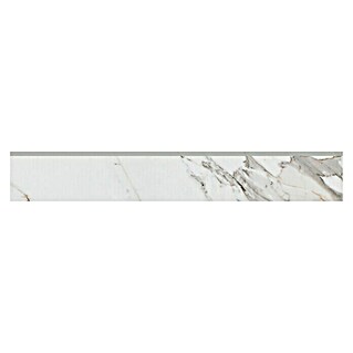 Zócalo cerámico Tinenza (9 x 60 cm, Blanco Carrara, Brillante)