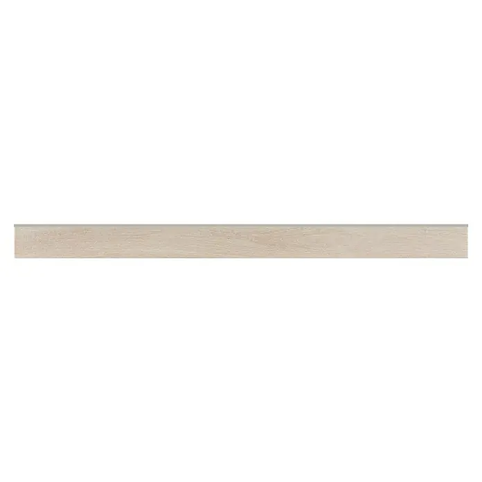 Zócalo cerámico Trunk - 9 x 120 cm, Haya, Mate - Un primer plano de un elegante panel de madera clara con delicados patrones de grano y una textura suave.