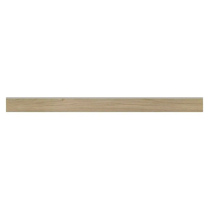 Zócalo cerámico Noe - 9 x 120 cm, Roble, Mate - Suelo laminado marrón claro con finos detalles de vetas de madera y un acabado liso, ideal para un ambiente cálido y acogedor.