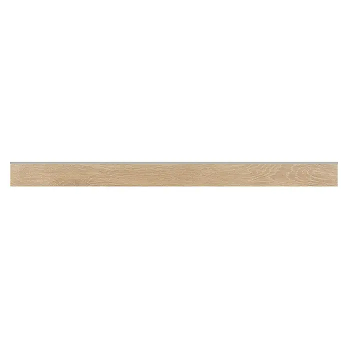 Zócalo cerámico Trunk - 9 x 120 cm, Honey, Mate - Primer plano de un suelo laminado marrón claro con un patrón de grano de madera natural para un ambiente cálido y acogedor.