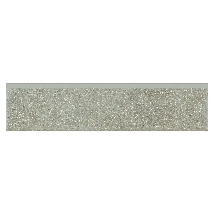 Zócalo cerámico Eslida - 7,4 x 31,2 cm, Gris, Mate - Primer plano de una superficie de baldosa clara y brillante, ideal para diseños interiores modernos y toques elegantes.