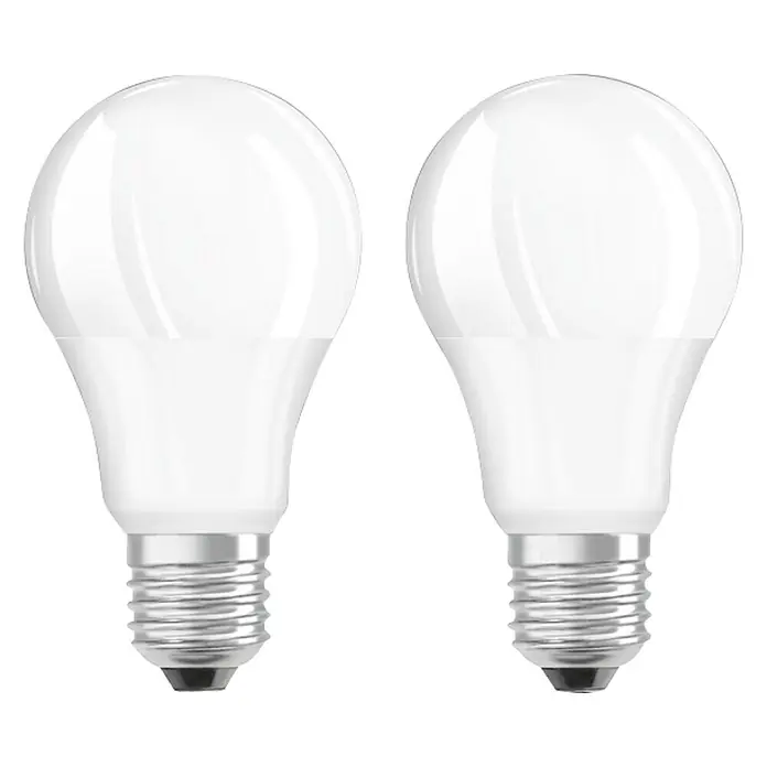 Voltolux LED-Lampen Set Glühlampenform E27 matt - E27, Nicht Dimmbar, Kaltweiß, 1.055 lm, 11 W, 2 Stk. - Zwei LED-Glühbirnen mit E27-Sockel und mattweißer Oberfläche. Sie sorgen für eine helle und energieeffiziente Beleuchtung.