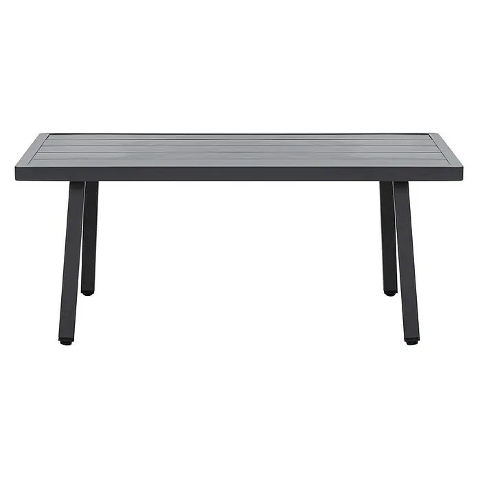 Sunfun Conjunto de muebles Keira - 4 pzs., Aluminio, Antracita - Mesa de jardín gris con un diseño lineal y patas robustas, ideal para uso en exteriores.