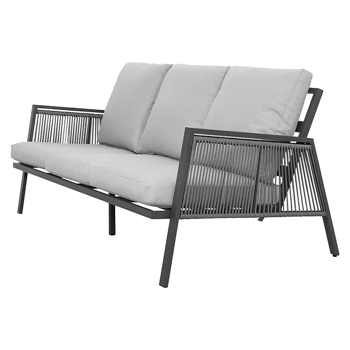 Sunfun Conjunto de muebles Keira - 4 pzs., Aluminio, Antracita - Elegante sofá de jardín gris con cojines suaves. El sofá ofrece comodidad y estilo para horas de relajación al aire libre.