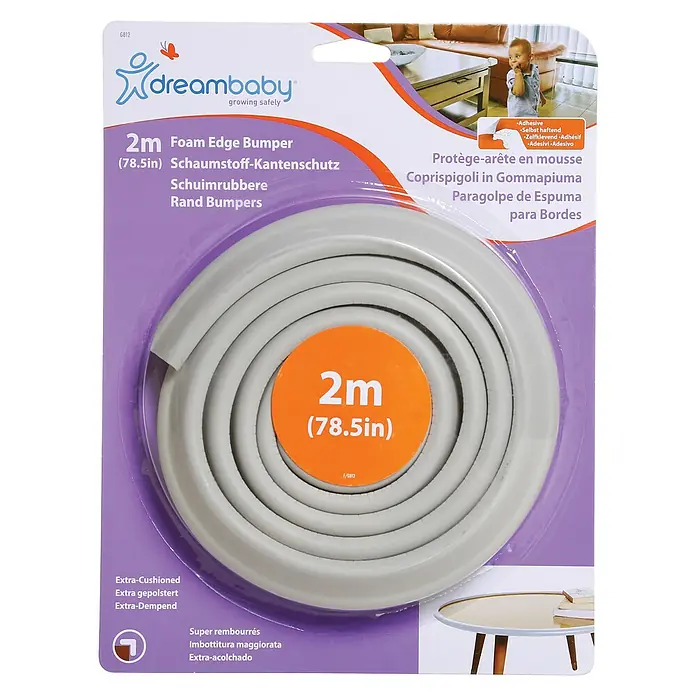 Dreambaby Eckenschutz - Grau, L x B: 2.000 x 41 mm - DreamBaby Schaumstoff-Kantenschutz für Babys und Kleinkinder, 2m lang. Bietet Schutz vor scharfen Kanten und Ecken.