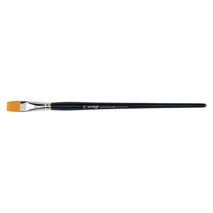 Talens Van Gogh Pincel plano AC Toray 194 - Tamaño pincel: N.14, Madera, Fibra sintética - Pincel de la marca Van Gogh, tamaño 20, con una cerda plana y naranja, perfecto para técnicas de pintura precisas.