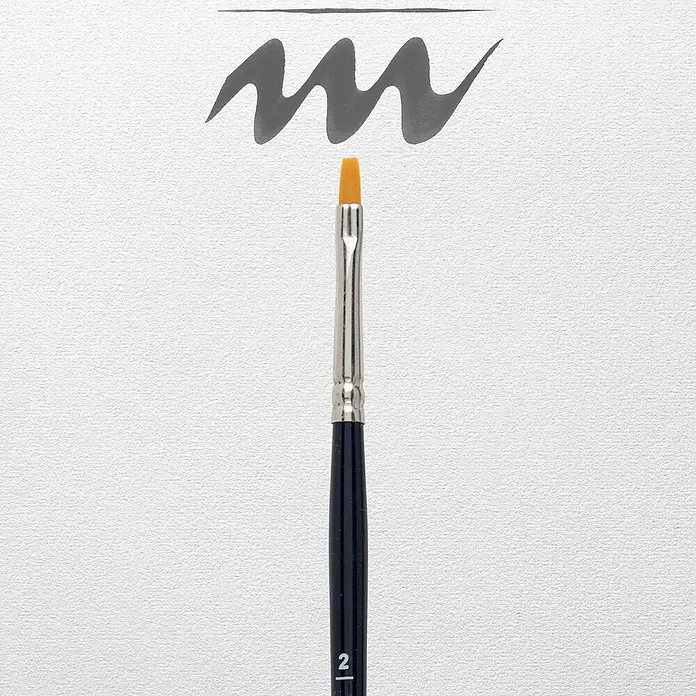 Talens Pincel plano GWC Brush S/194/2 - N.2, Fibra sintética - Pincel con una mancha de pintura gris.