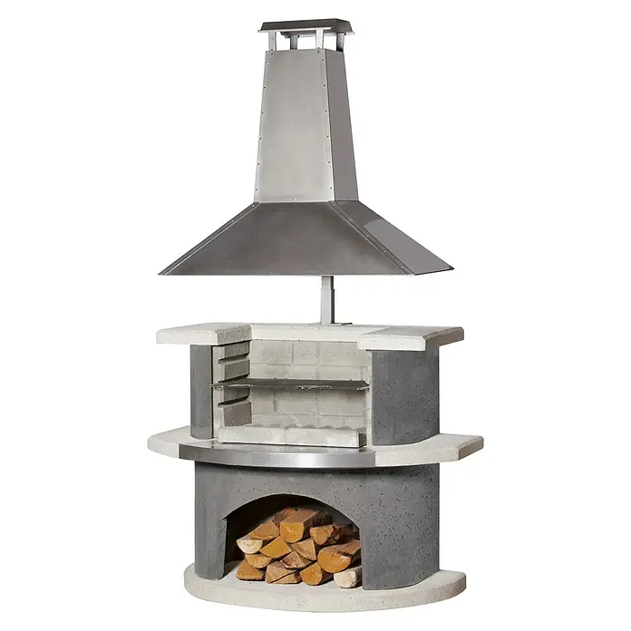 Buschbeck Grillkamin Zürich - Hauptgrillfläche: 54 x 34 cm - Außenküche mit Grill aus Stein und Edelstahl, ideal für Grillabende im Garten. Hochwertige Verarbeitung garantiert Langlebigkeit.