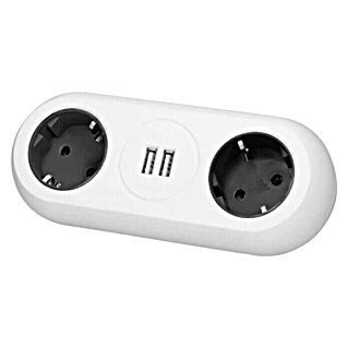 Stolna utičnica s USB priključkom (Broj šuko utičnica: 2 Kom., Bijele boje, 2 USB priključka)