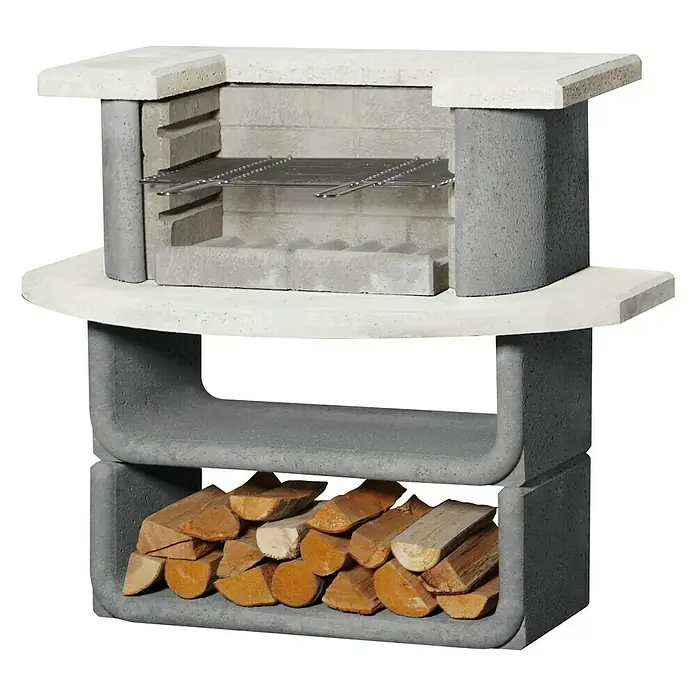 Buschbeck Grillbar Oregon - Grillrost, Hauptgrillfläche: 54 x 34 cm - Moderner Steingrill mit Holzfach für entspannte Grillabende im Freien. Der Grill ist aus robustem Material gefertigt und bietet viel Platz.