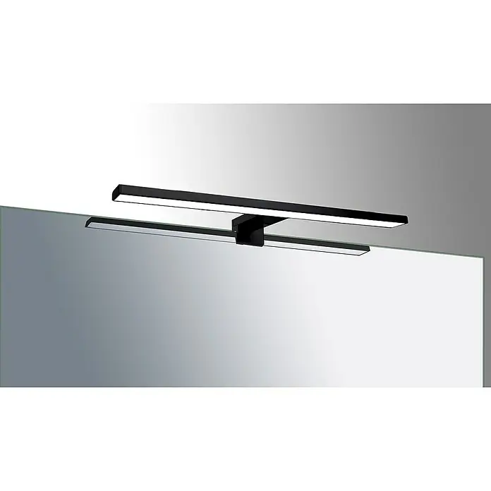 Aplique LED para espejo Altair 50 - 7 W, Negro, L x An x Al: 10,8 x 50 x 4,1 cm - Elegante aplique de baño LED en negro mate para montaje en espejo, combinando diseño moderno e iluminación energéticamente eficiente.