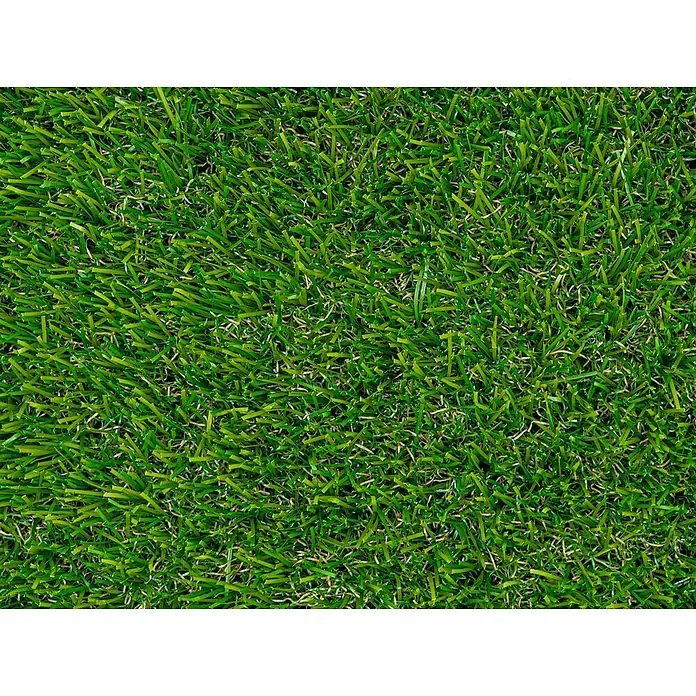 Césped artificial Jamaica - 5 x 1 m, Altura del pelo: 35 mm, 21.000 puntadas/m² - Primer plano de césped artificial exuberante y verde con una textura realista, ideal para jardines y paisajismo.