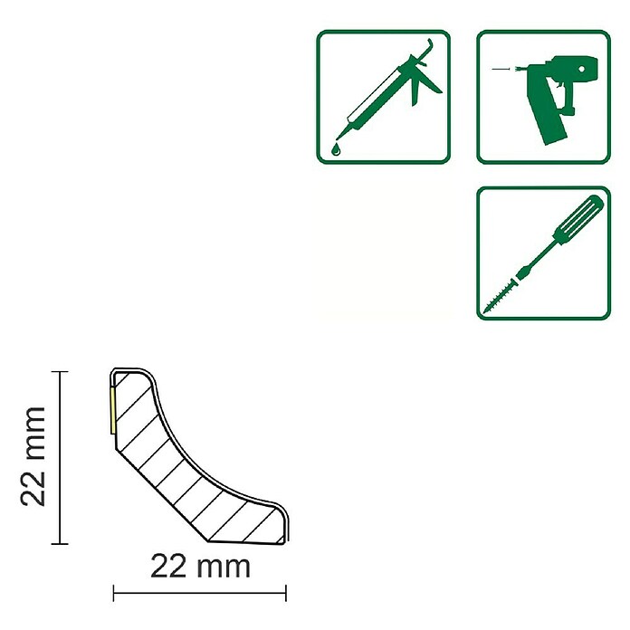 Hohlkehlleiste (L x B x H: 240 cm x 22 mm x 22 mm, MDF/Folie Holzdekor) | BAUHAUS