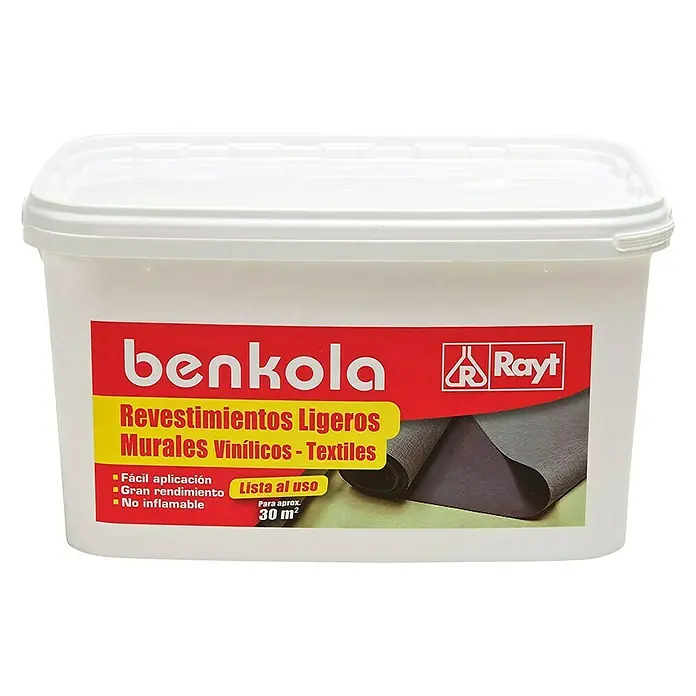 Rayt Cola de empapelado Benkola revestimientos - 5.000 g - Un cubo blanco de revestimiento de paredes Benkola Revestimientos Ligeros, ideal para superficies de vinilo y textiles.