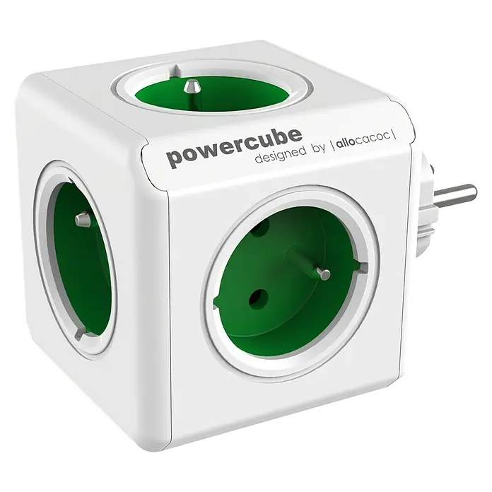 Ladrón Power Cube - Blanco - El Powercube es un innovador adaptador multi-enchufe en forma de cubo, que destaca por su diseño compacto y ofrece múltiples tomas.