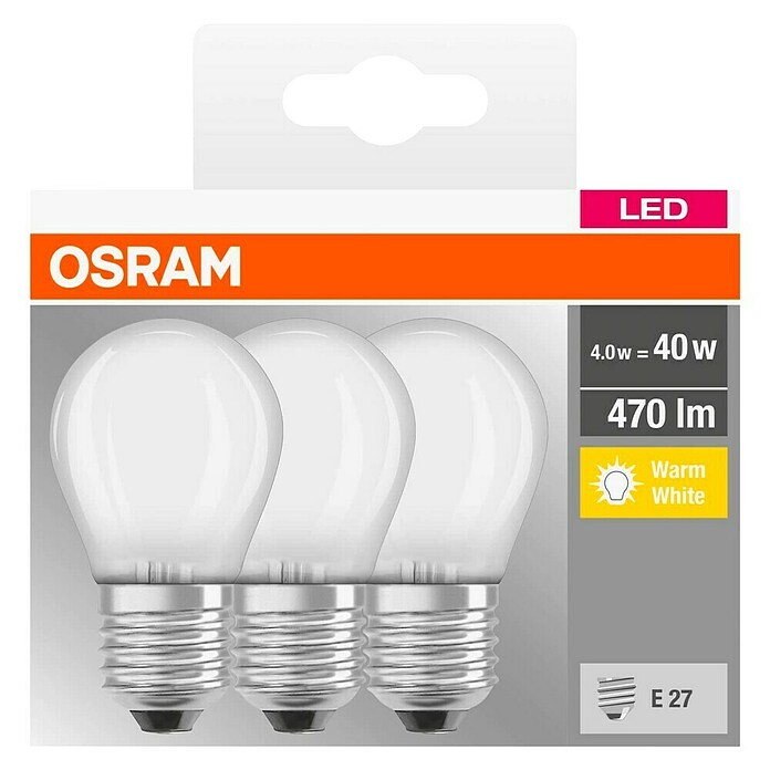 Osram Set de bombillas LED CLP40 (E27, Blanco cálido, 470 lm, 4,5 W, 3 ud.) | BAUHAUS
