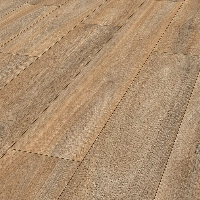 MyStyle MyArt Laminat - Spindrift Oak, Landhausdiele, 1.285 x 192 x 12 mm - Nahaufnahme von hellem, robustem Laminatboden in Holzoptik mit sichtbarer Maserung. Perfekt für ein modernes Interieur.