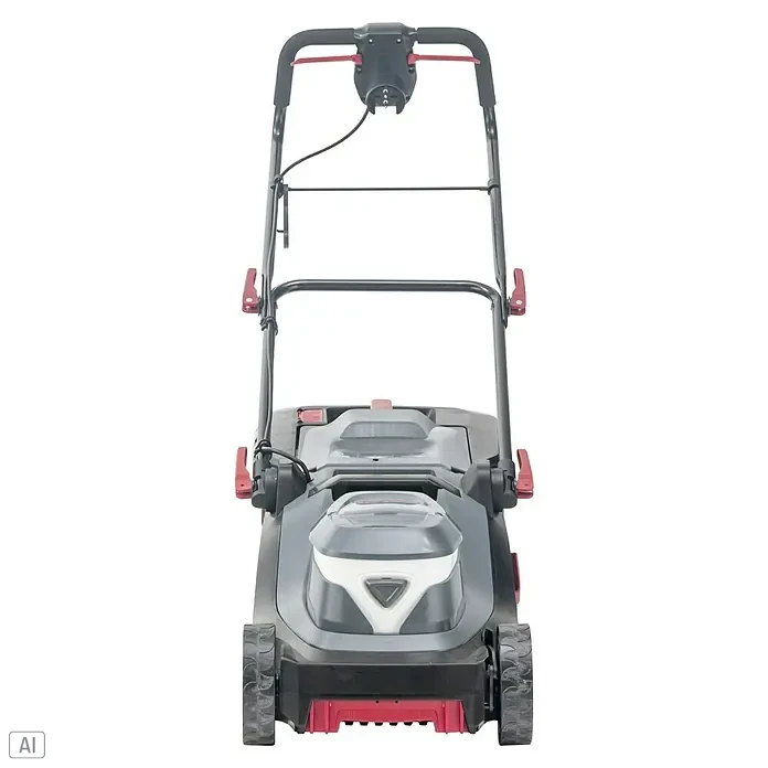 AL-KO Comfort Elektro-Rasenmäher - 1.200 W, Schnittbreite: 32 cm - Nahaufnahme eines Rasenmähers mit verstellbarem Griff, der Komfort und einfache Aufbewahrung bietet.