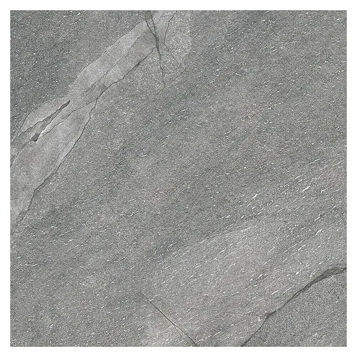 Pavimento porcelánico Halley - 60 x 60 cm, Silver, Mate, Rectificado - Losa de piedra gris con grietas y texturas naturales, ideal para diseños modernos de interior y exterior.