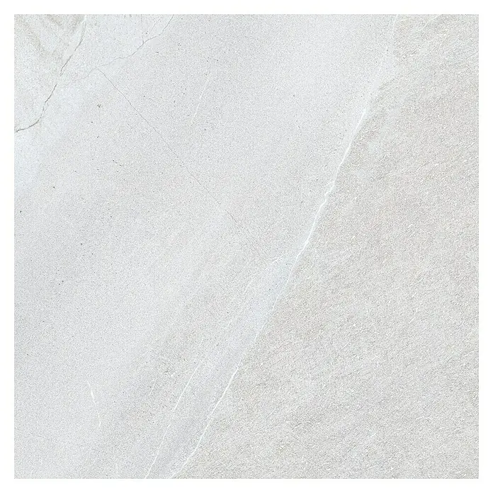 Pavimento porcelánico Halley - 60 x 60 cm, Light, Mate, Rectificado - Primer plano de una baldosa gris claro con un sutil marmoleado y finas grietas, ideal para interiores elegantes y modernos.