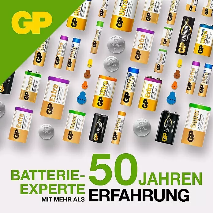GP Knopfzelle Batterien LR44, Alkaline1,5 V, 10 Stk.