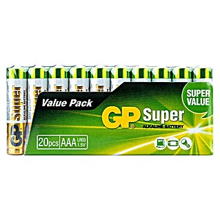 GP Super Batterie AAA Micro/LR03, Alkaline (1,5 V, 20 Stk.)