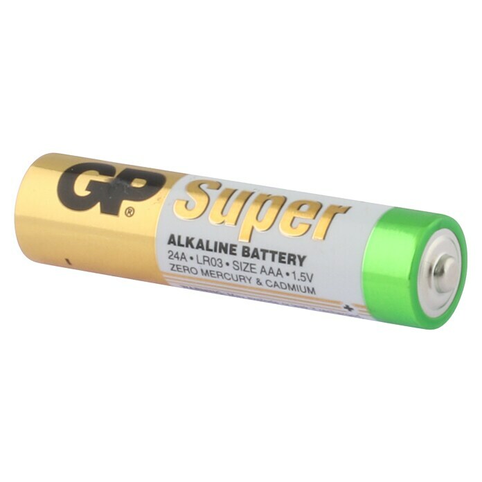 GP Super Batterie AAA Micro/LR03, Alkaline1,5 V, 20 Stk. Diagonal View