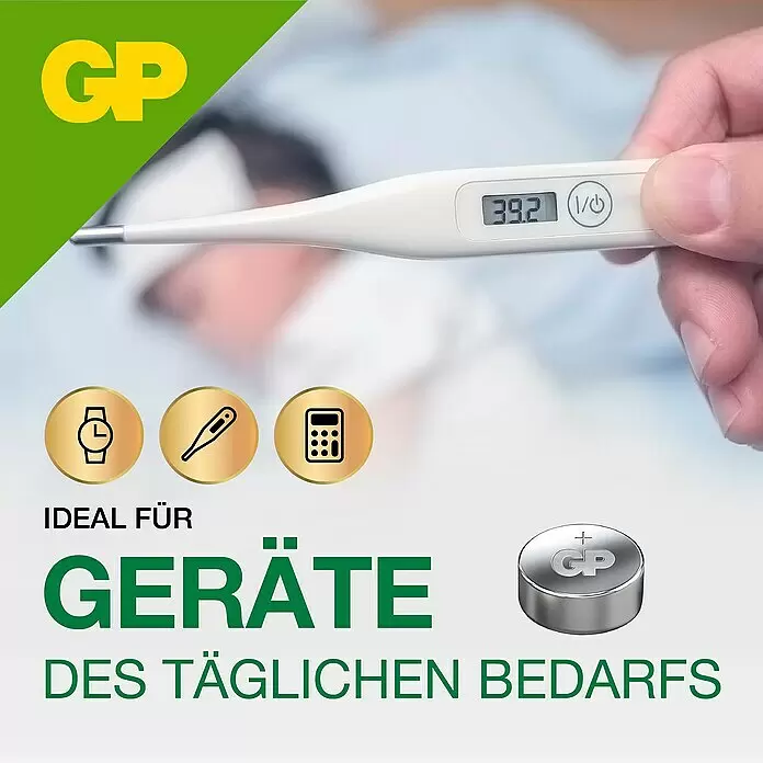 GP Knopfzelle Batterien LR44, Alkaline1,5 V, 10 Stk.