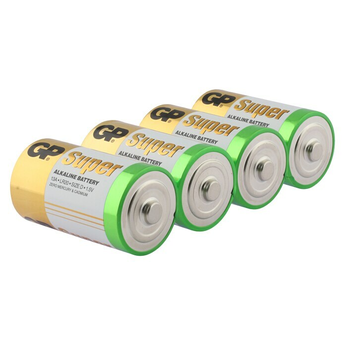 GP Super Batterie D / LR20 Alkaline1,5 V, 4 Stk. Diagonal View