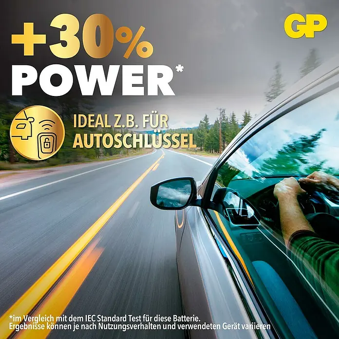 GP Lithium Batterie Knopfzellen CR2430 3V - 2 Stk. - Batterie-Werbung: +30% mehr Leistung, ideal für Autoschlüssel. GP Batterie für zuverlässige Leistung im Auto.