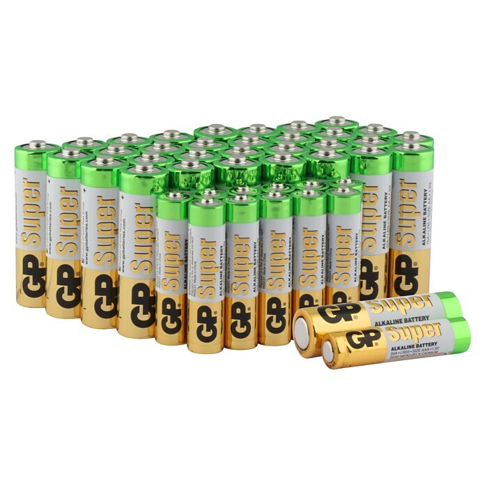 GP Super Batterie AA/AAA Mixpack 44, Alkaline1,5 V, 44 Stk., 32x AA Batterien + 12x AAA Batterien Diagonal View