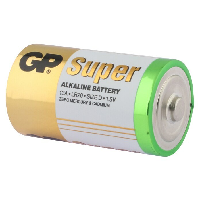 GP Super Batterie D / LR20 Alkaline1,5 V, 4 Stk. Diagonal View