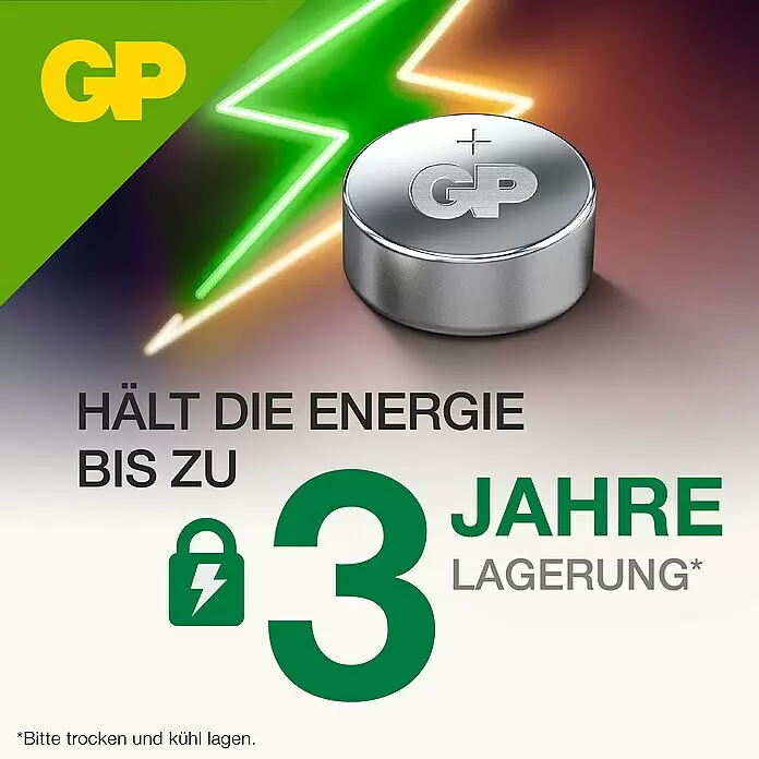 GP Knopfzelle Batterien LR44, Alkaline1,5 V, 10 Stk.