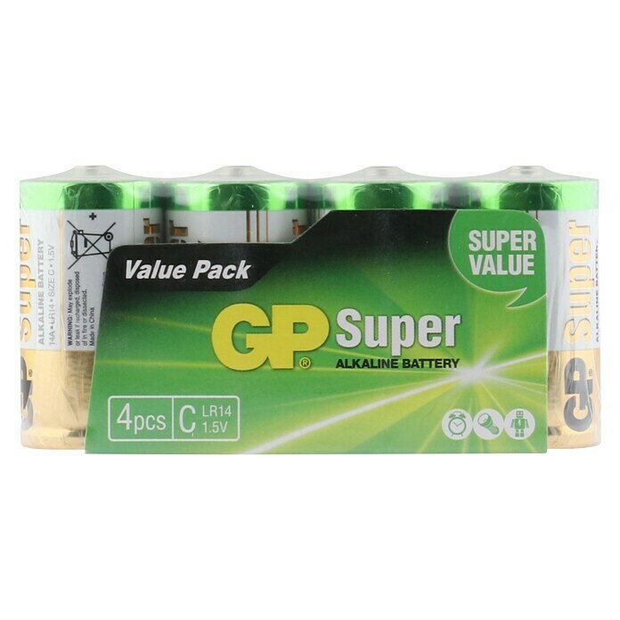 GP Super Batterie C / LR14 Alkaline1,5 V, 4 Stk. Top View