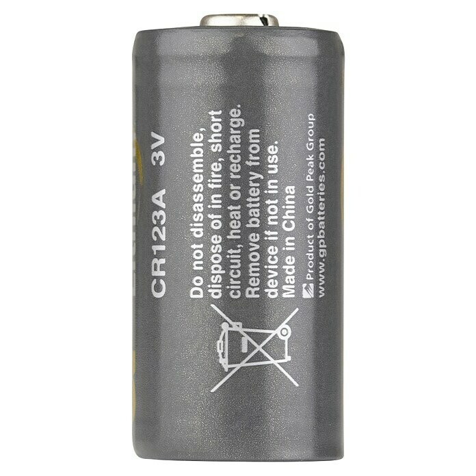 GP BatterieCR123A, 3 V, Lithium, 10 Stk. Top View