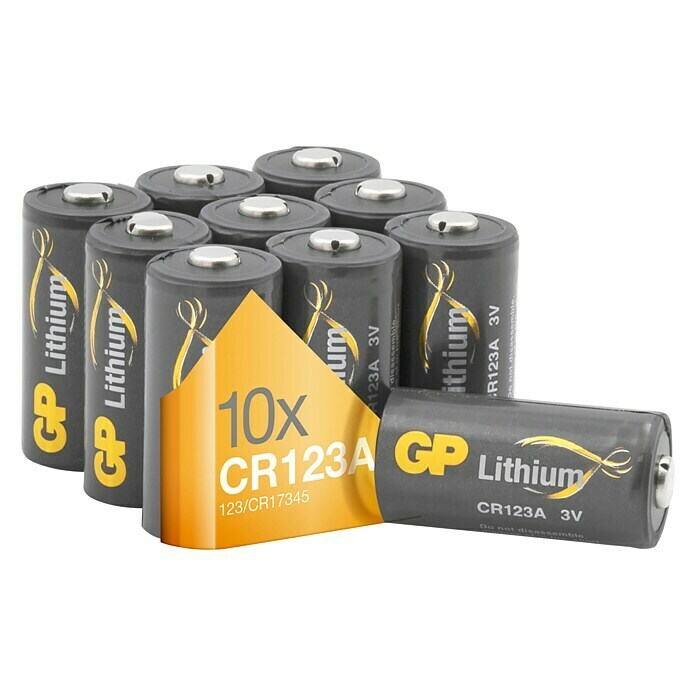 GP BatterieCR123A, 3 V, Lithium, 10 Stk. Diagonal View