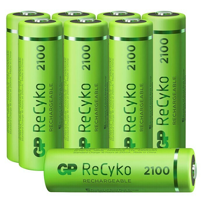 GP ReCyko Akku AA Mignon/HR6, 2100 mAh, NiMH, Ready-to-use8 Stk., Wiederaufladbar Top View