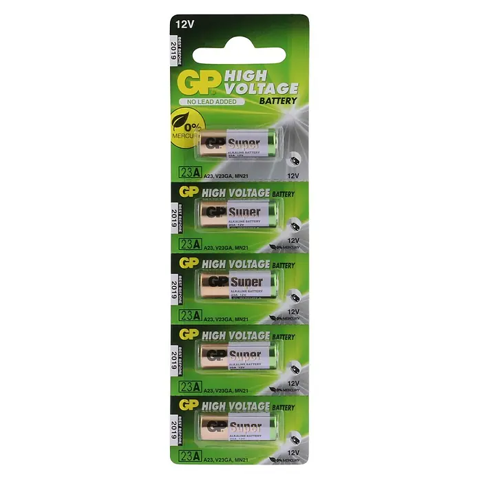 GP Super Batterie 23A 12V Batterien, Alkaline - 12 V, 5 Stk., 23A - Eine Packung GP Super 23A Alkaline-Batterien, Hochvolt-Batterien für Geräte, die eine zuverlässige Stromquelle benötigen.\n