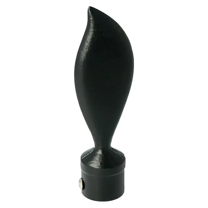 Expo Ambiente Endstück Flame - Schwarz, Geeignet für: Gardinenstangen Ø 20 mm - Schwarzer Vorhangstangen-Abschluss im modernen Design, ideal für stilvolle Fensterdekorationen und eine elegante Atmosphäre.