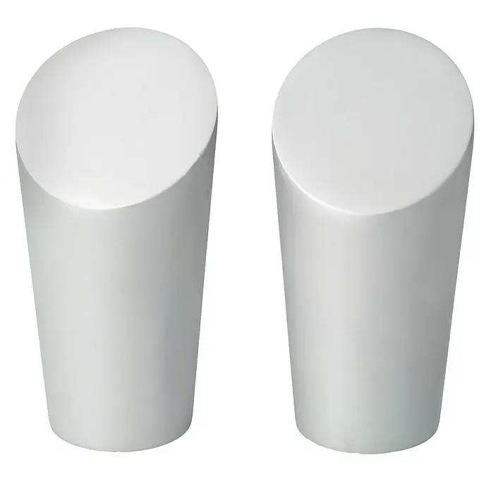 Expo Ambiente Endstück Rag - Aluminium, Geeignet für: Gardinenstangen Ø 20 mm, 2 Stk. - Zwei weiße zylindrische Objekte mit abgerundeten Oberseiten.