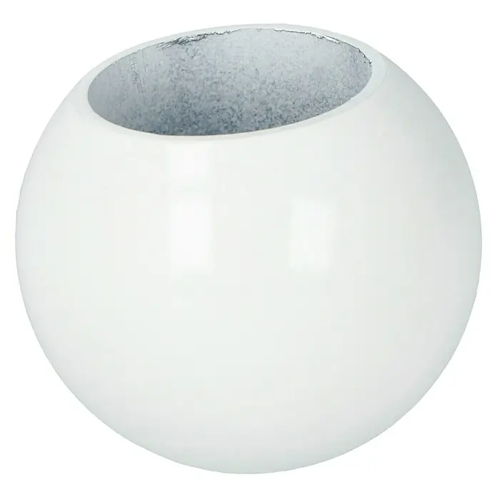 Expo Ambiente Endstück Ball - Weiß, Geeignet für: Gardinenstangen Ø 20 mm, 2 Stk. - Ein runder, weißer Pflanztopf mit einer grauen Innenseite. Der Topf hat eine moderne, schlichte Form und ist ideal für Zimmerpflanzen.