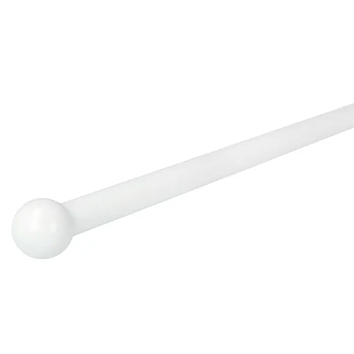 Expo Ambiente Endstück Ball - Weiß, Geeignet für: Gardinenstangen Ø 20 mm, 2 Stk. - Nahaufnahme eines weißen Rührstäbchens mit abgerundetem Ende, ideal zum Mischen von Getränken oder Lösungen.